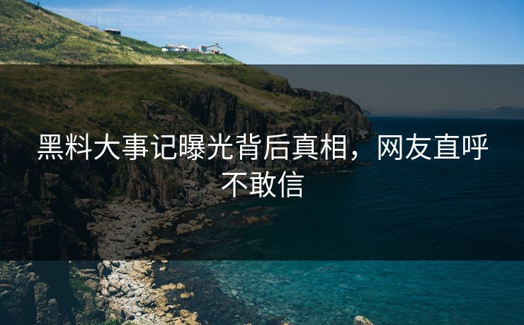 黑料大事记曝光背后真相，网友直呼不敢信
