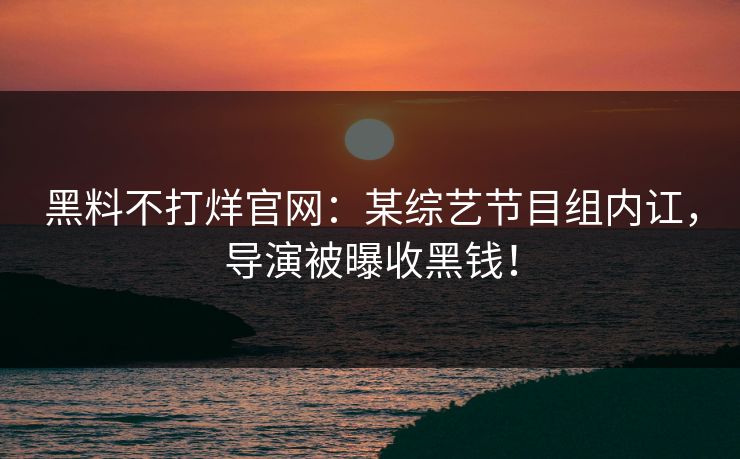 黑料不打烊官网：某综艺节目组内讧，导演被曝收黑钱！