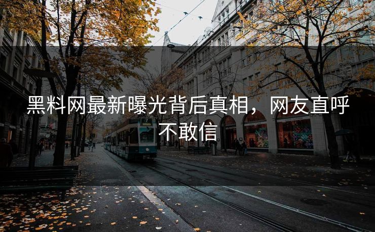 黑料网最新曝光背后真相，网友直呼不敢信