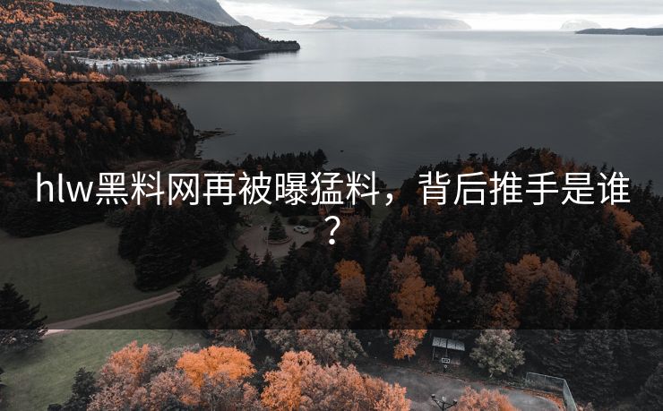 hlw黑料网再被曝猛料，背后推手是谁？