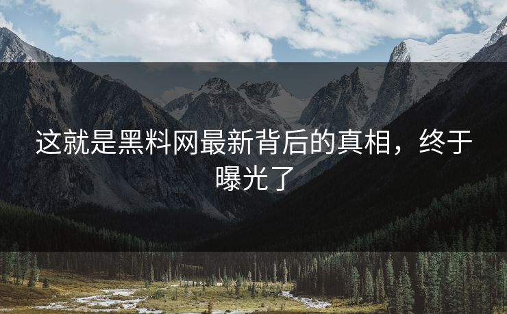 这就是黑料网最新背后的真相，终于曝光了