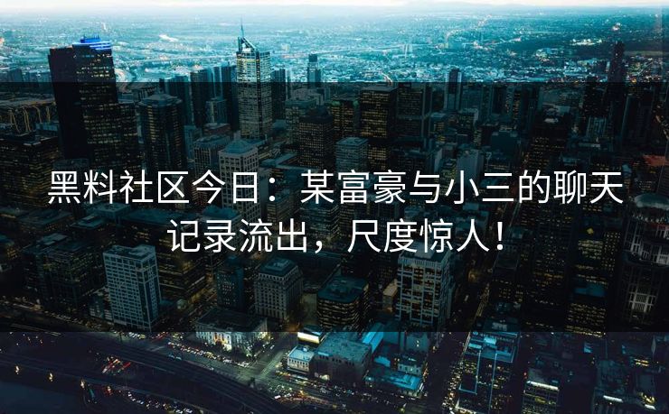 黑料社区今日：某富豪与小三的聊天记录流出，尺度惊人！