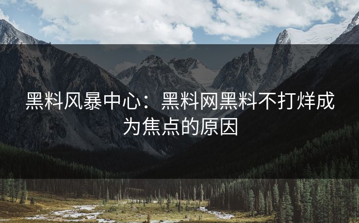 黑料风暴中心：黑料网黑料不打烊成为焦点的原因