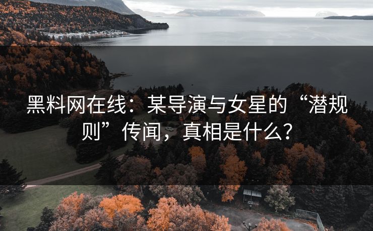 黑料网在线：某导演与女星的“潜规则”传闻，真相是什么？