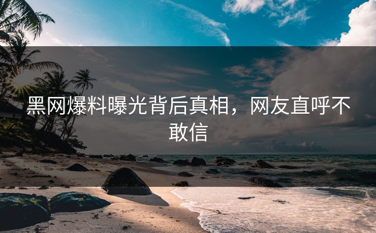 黑网爆料曝光背后真相，网友直呼不敢信