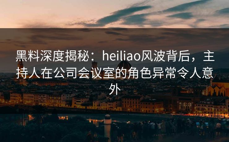 黑料深度揭秘：heiliao风波背后，主持人在公司会议室的角色异常令人意外