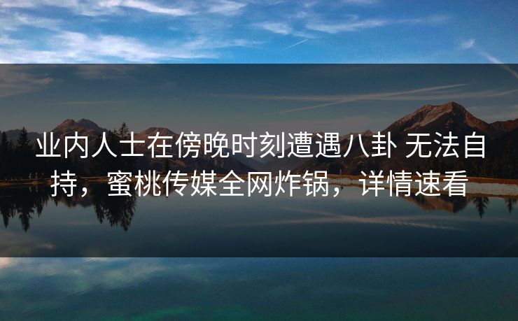 业内人士在傍晚时刻遭遇八卦 无法自持，蜜桃传媒全网炸锅，详情速看